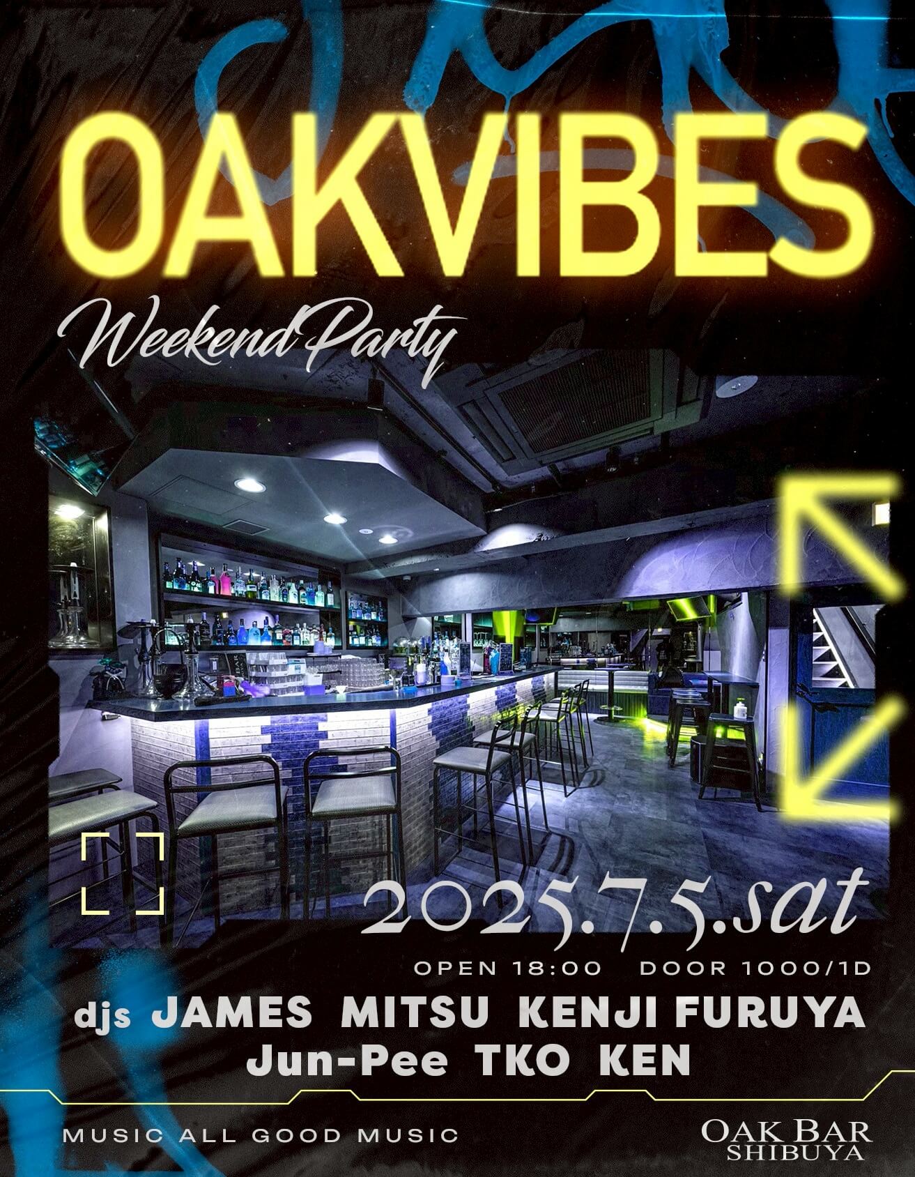OAKVIBES 2025年07月05日（土曜日）に渋谷 シーシャバーのOAK BAR SHIBUYAで開催されるALL MIXイベント