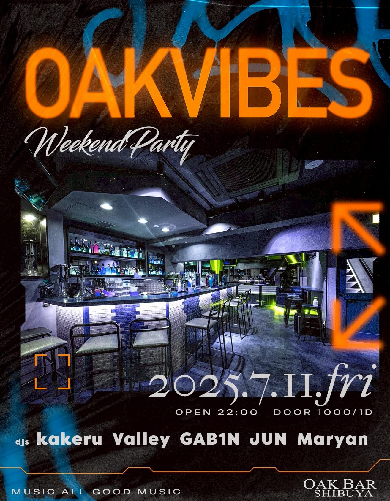 OAKVIBES 2025年07月11日（金曜日）に渋谷 シーシャバーのOAK BAR SHIBUYAで開催されるALL MIXイベント